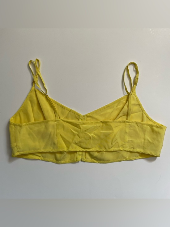 Wilfred Le Fou 100% Silk Crop Top Bra Bralette Button Down Highlighter Yellow - Picture 6 of 9